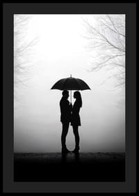 Ett romantiskt möte under ett paraply i silhuett-4