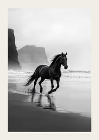Stately horse runs along foggy shore, a symbol of freedom-3