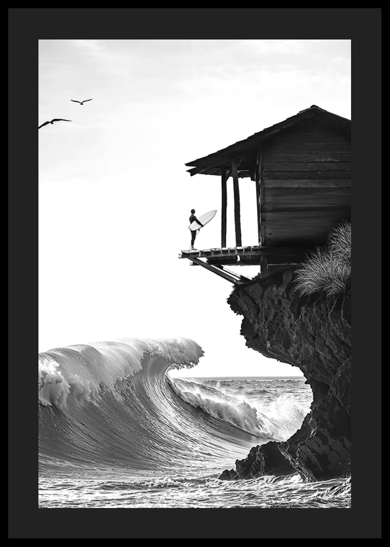 A surfer stands poised at the ocean's edge, ready to face the power of the waves-12