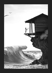 A surfer stands poised at the ocean's edge, ready to face the power of the waves-5