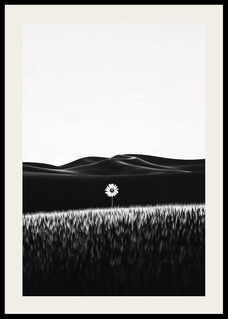 En ensam blomma står stolt mot en dramatisk mörk bakgrund-12