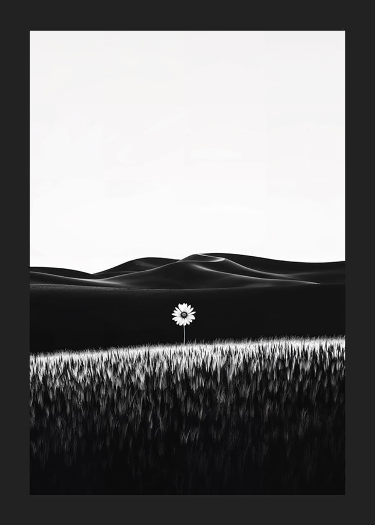 En ensam blomma står stolt mot en dramatisk mörk bakgrund-12