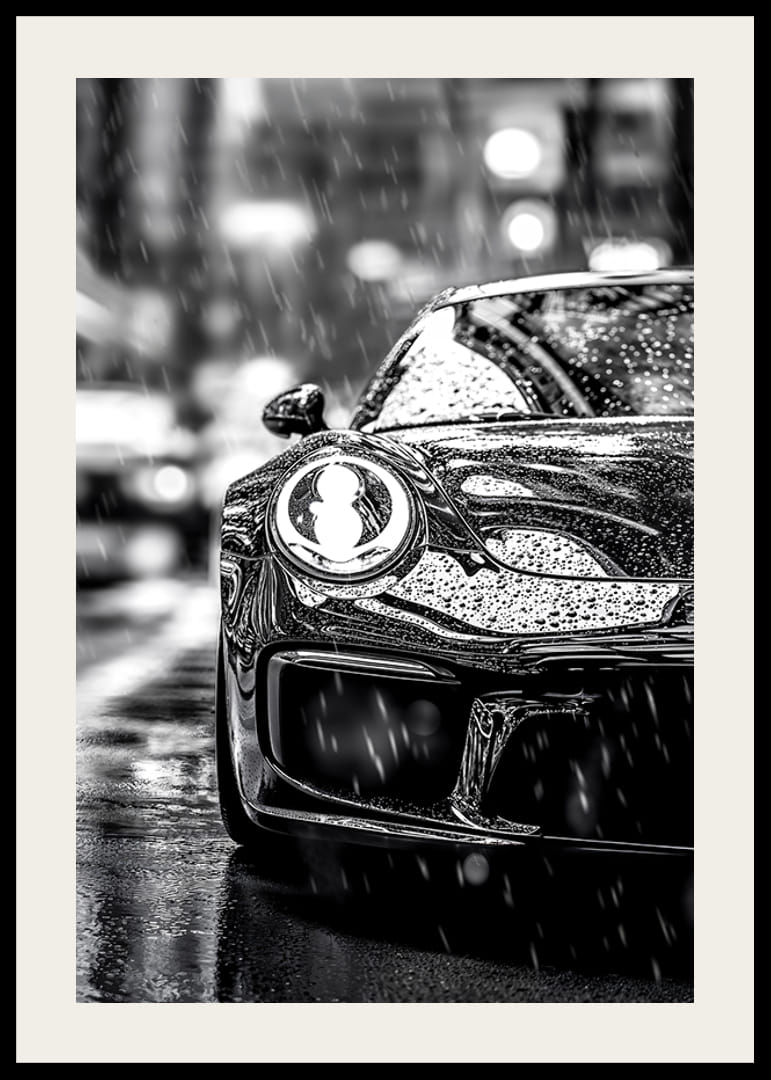 A car captures the elegance of the city in heavy rain-12