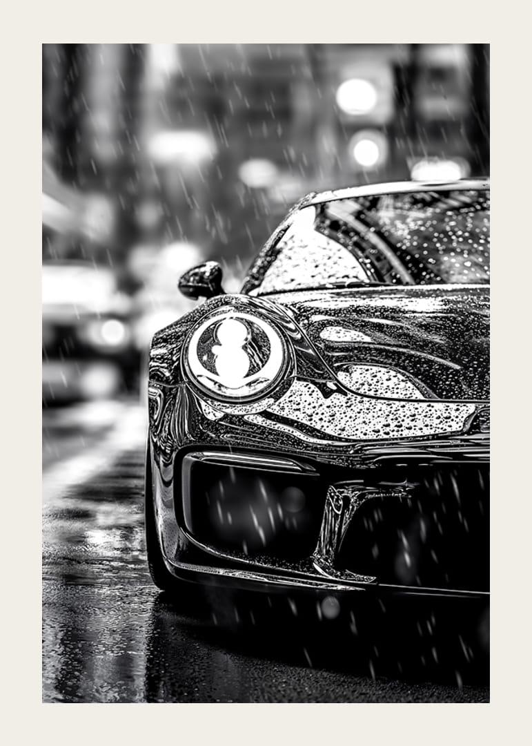 A car captures the elegance of the city in heavy rain-12