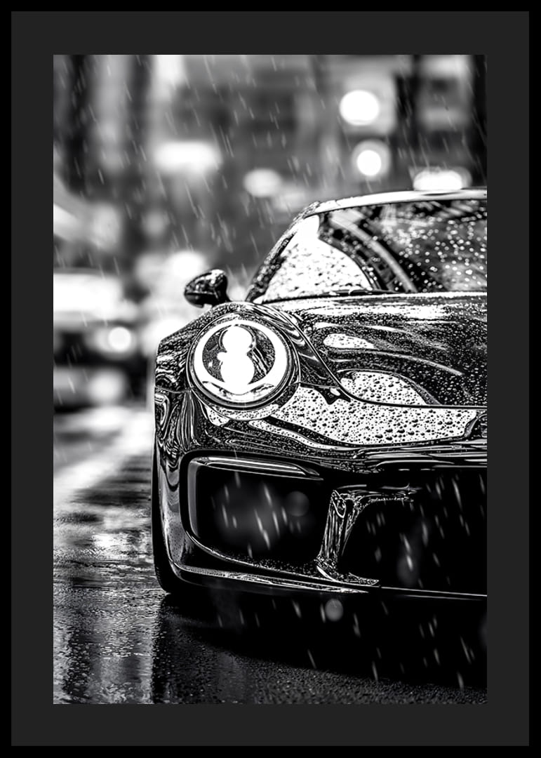 A car captures the elegance of the city in heavy rain-12