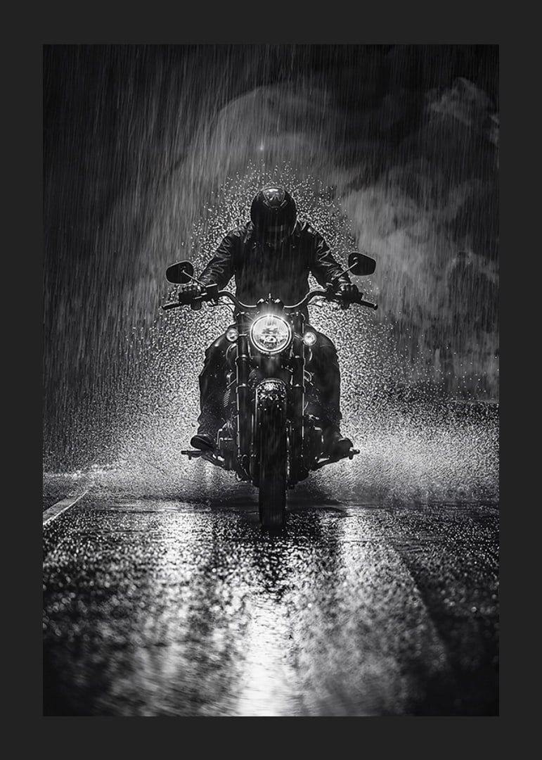 Bold motorcyclist braves the rain in dramatic scene-12