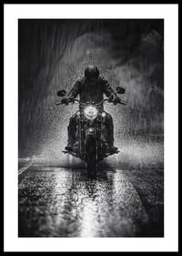 Bold motorcyclist braves the rain in dramatic scene-2