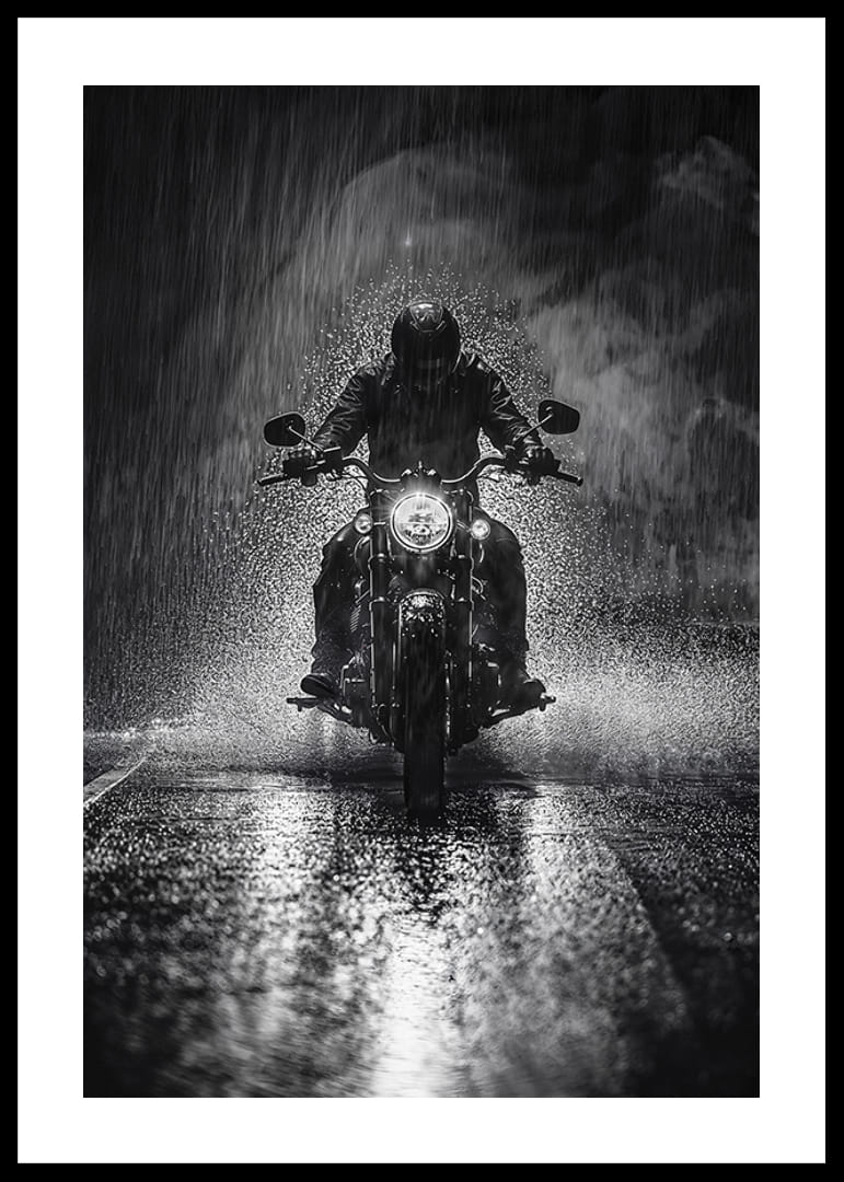 Bold motorcyclist braves the rain in dramatic scene-12