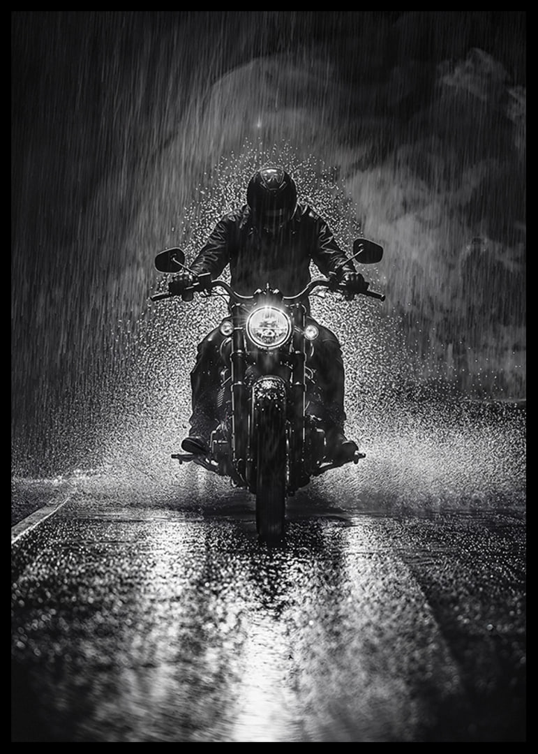 Bold motorcyclist braves the rain in dramatic scene-12