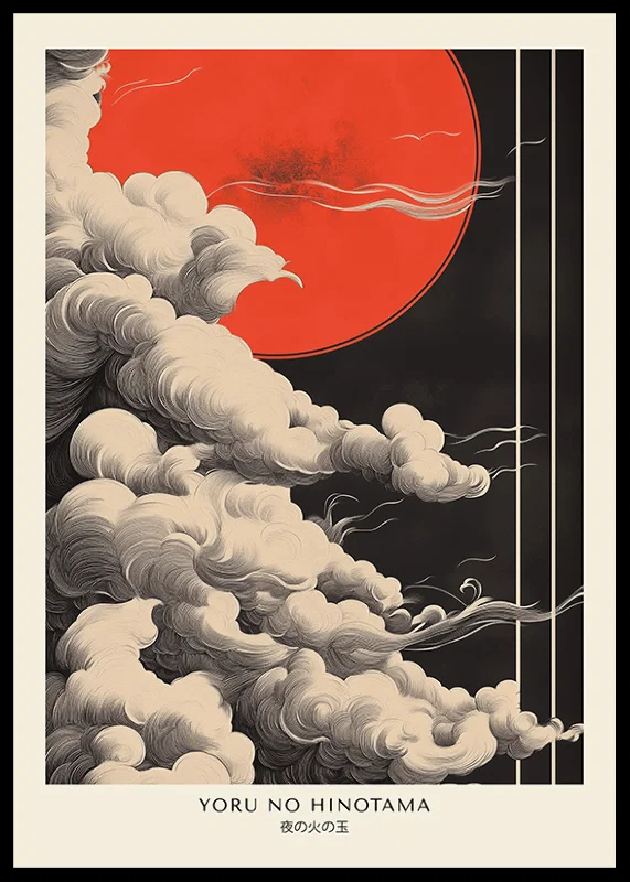 Dark clouds meet a flaming red celestial body in dramatic elegance-12