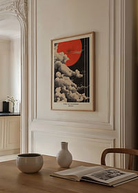 Des nuages ​​sombres rencontrent un corps céleste rouge flamboyant dans une élégance dramatique-2