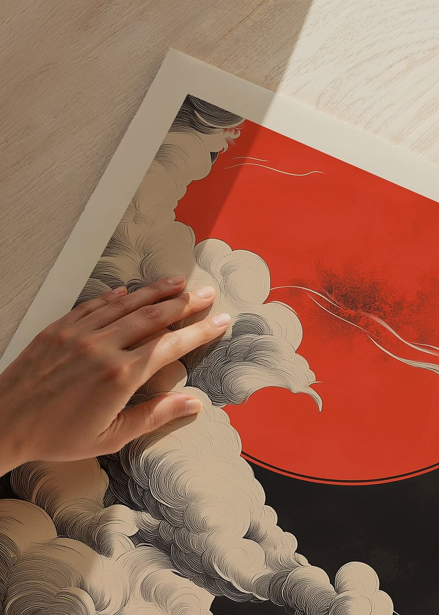 Des nuages ​​sombres rencontrent un corps céleste rouge flamboyant dans une élégance dramatique-12