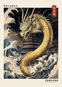 A mighty dragon rises from stormy waves with intense strength-1