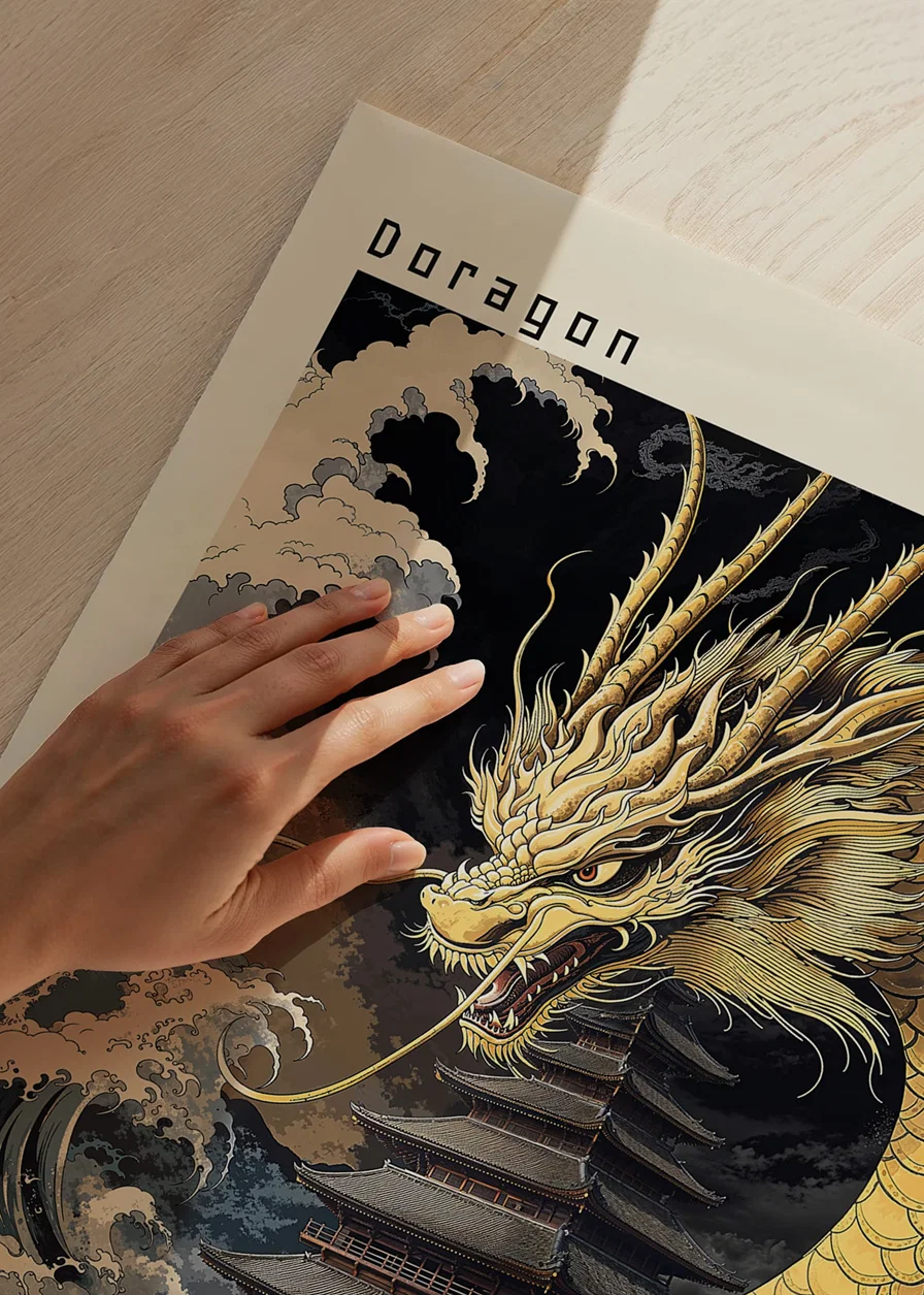 A mighty dragon rises from stormy waves with intense strength-12