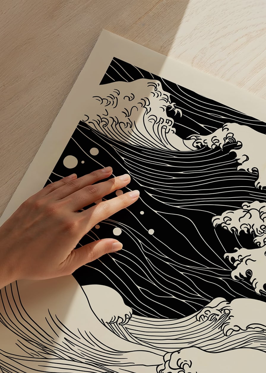 Black waves sweep across the poster with a harmonious elegance-12