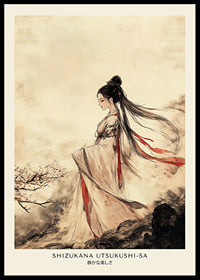 A woman stands at the edge of the world, surrounded by sakura and dreams-0