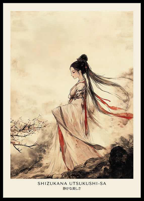 A woman stands at the edge of the world, surrounded by sakura and dreams-12