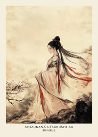 A woman stands at the edge of the world, surrounded by sakura and dreams-1