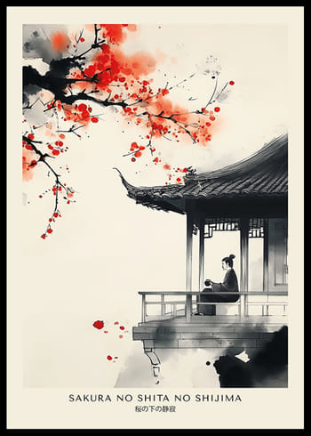 Poster Sakura No Shita No Shijima Japandi