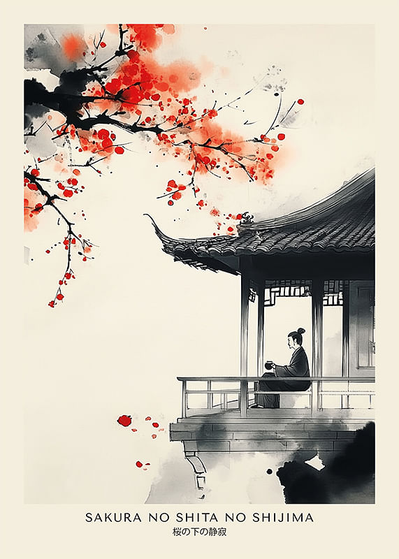 Poster Sakura No Shita No Shijima Japandi
