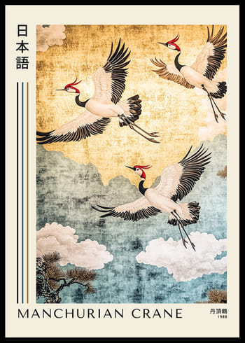 Poster Manchurian Crane Japandi