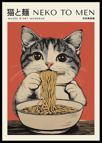 Plakat Neko To Men Japandi