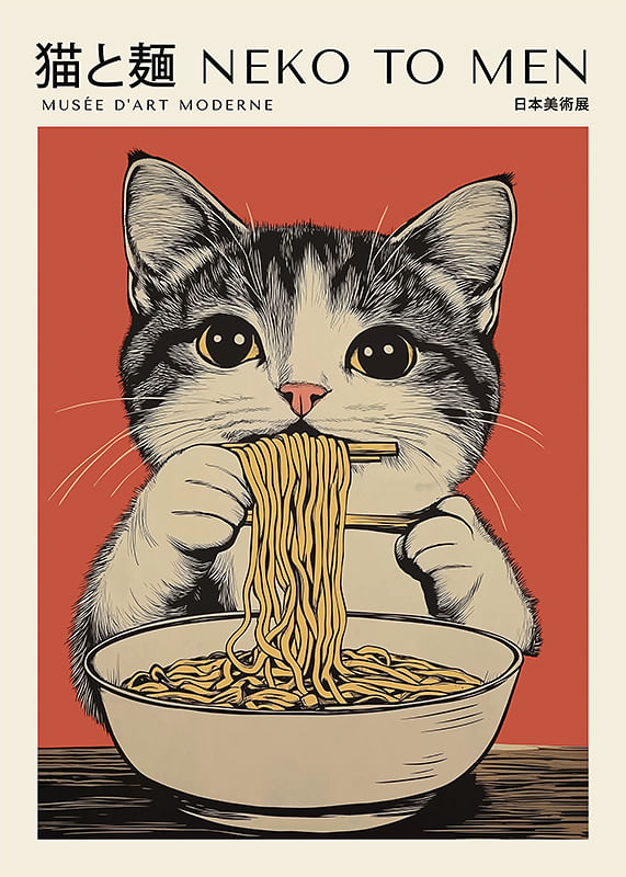 Poster Neko To Men Japandi