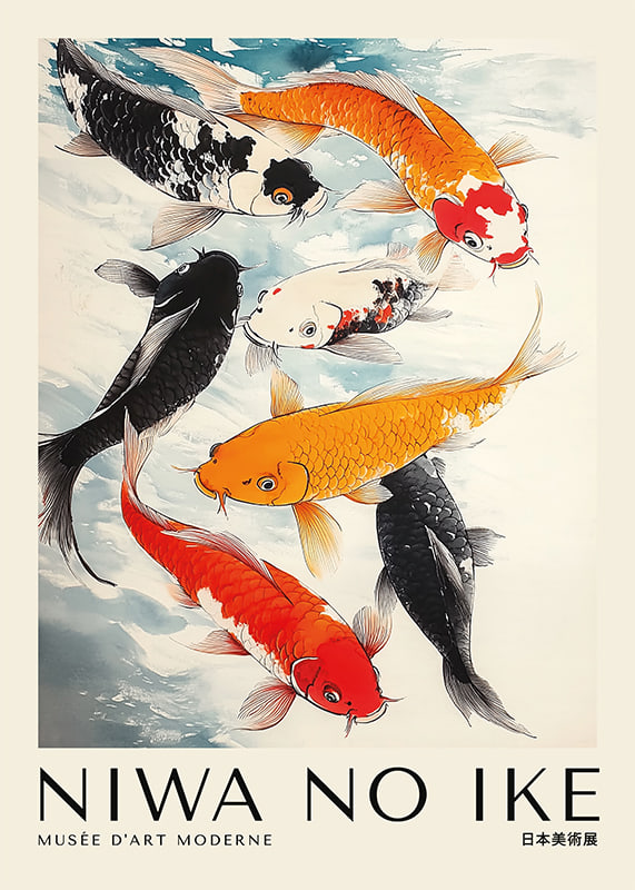 Leuchtende Farben und elegante Koi-Fische in harmonischer Formation-12