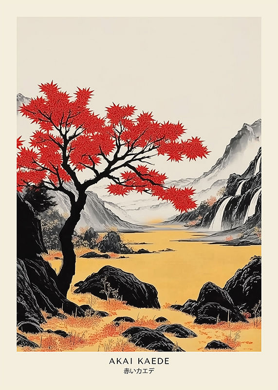 Poster Akai Kaede Japandi