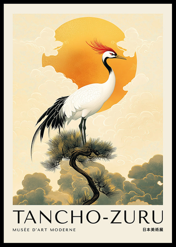 A stylish crane balances against a majestic golden sunset-12