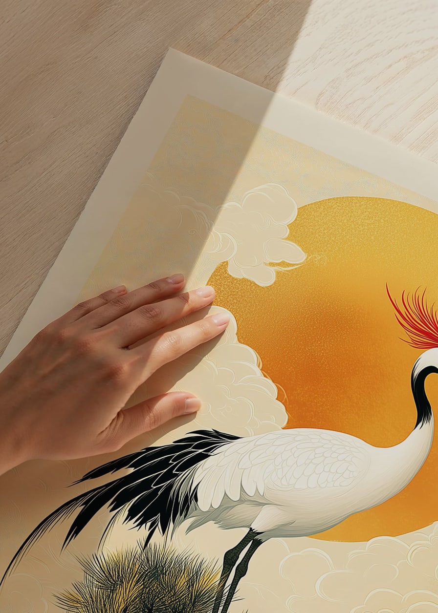 A stylish crane balances against a majestic golden sunset-12