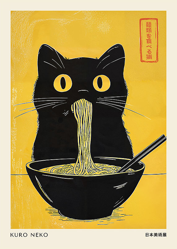 Poster Kuro Neko Japandi