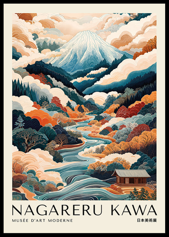 A colorful landscape of mountains and rivers in harmonious balance-12