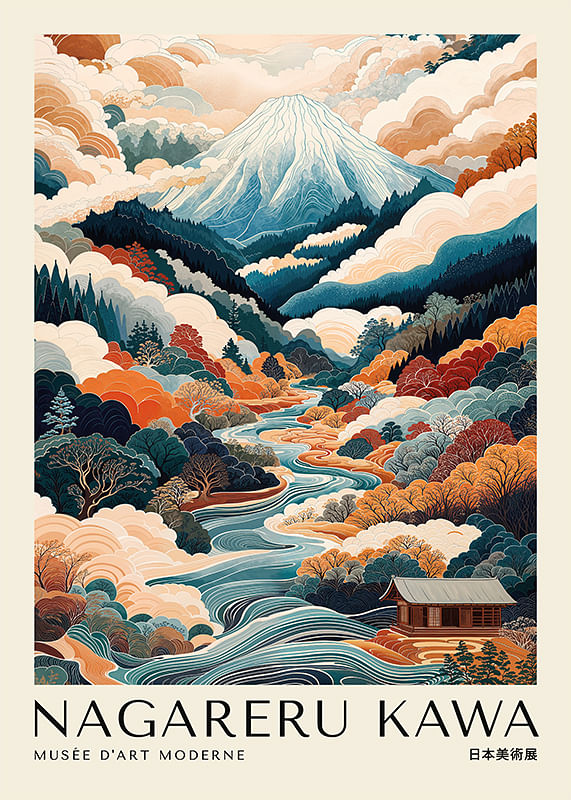 Poster Nagareru Kawa Japandi