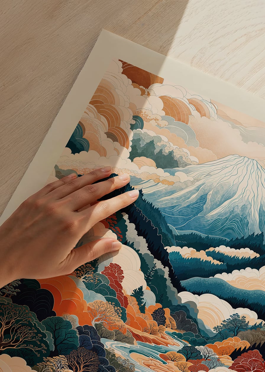 A colorful landscape of mountains and rivers in harmonious balance-12