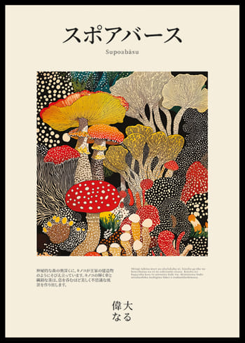 Poster Vibrant Mushroom Mosaic