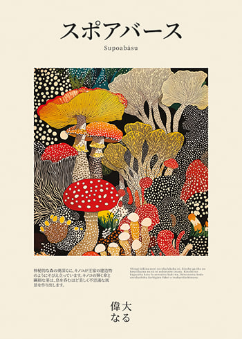 Poster Vibrant Mushroom Mosaic