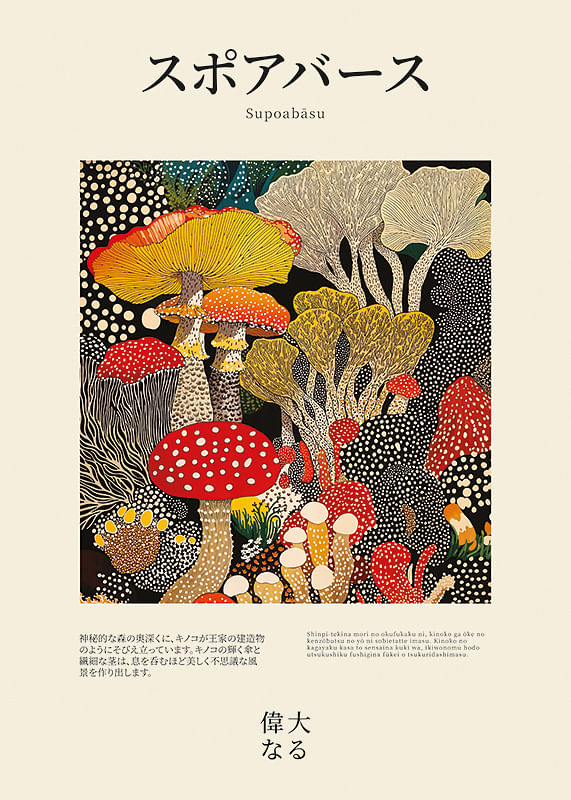 Poster Vibrant Mushroom Mosaic