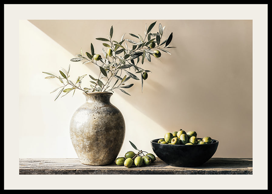Olive branches in a vase create rustic charm and tranquility-12