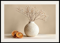 Elegant poster with a rustic vase and sliced ​​oranges-2