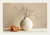 Elegant poster with a rustic vase and sliced ​​oranges-3