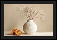 Elegant poster with a rustic vase and sliced ​​oranges-4