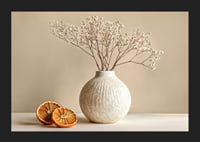 Elegant poster with a rustic vase and sliced ​​oranges-5