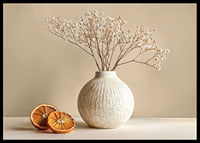 Elegant poster with a rustic vase and sliced ​​oranges-6