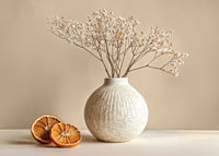 Elegant poster with a rustic vase and sliced ​​oranges-7