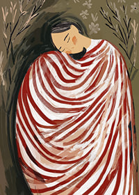 Red stripes embrace in a dreamlike peacefulness-3