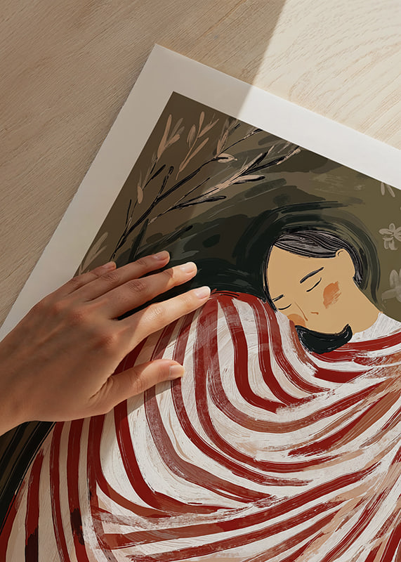 Red stripes embrace in a dreamlike peacefulness-12