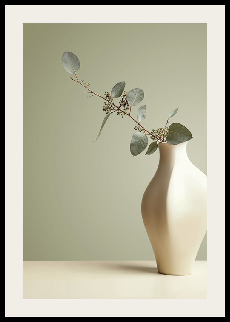 Elegant vase with eucalyptus leaves in calm harmony-12