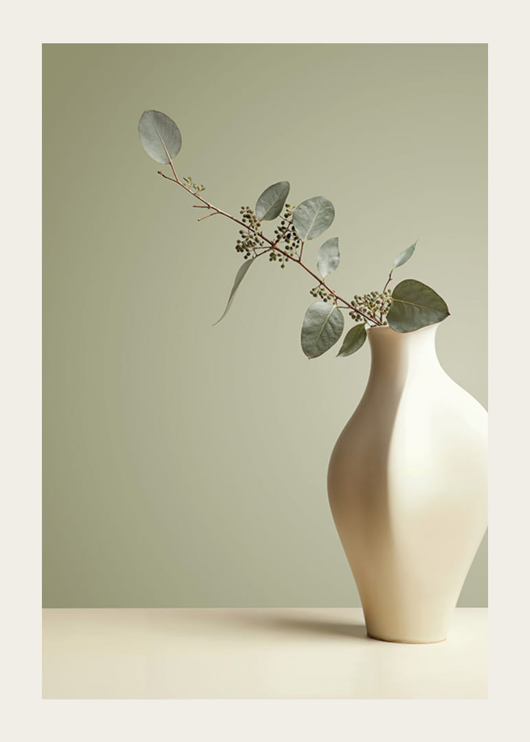 Elegant vase with eucalyptus leaves in calm harmony-12