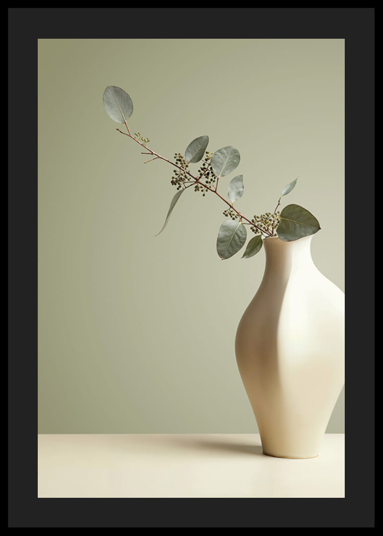 Elegant vase with eucalyptus leaves in calm harmony-12
